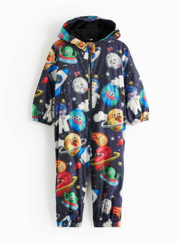 Navy Space Print Fleece Lined Puddlesuit 4-5 years